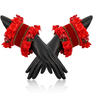 red color floral bangles set: 2.8 (trb155red-2.8)